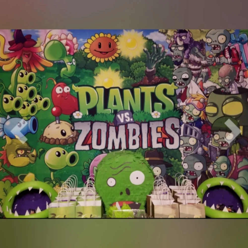 Grehge Backdrop Poster Plants VS Zombies Large Wall Birthday Party Wall Decor